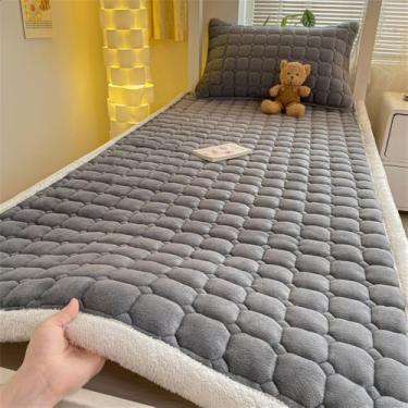 Imagem de Colcha de veludo cor leite para cama tamanho king, capa acolchoada para colchão, protetor de colchão lavável, lençol tamanho queen, 14,90 x 200 cm, 1 peça