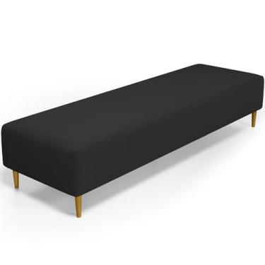 Imagem de Puff Decorativo Sala de Estar Bali W01 Pés Palito 170x60cm Bouclê Preto - Lyam Decor