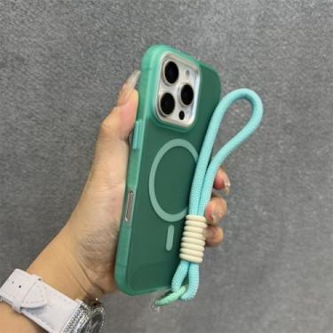 Imagem de Capa fina fosca de luxo para iPhone 13, 11, 12, 14, 15, 16 Pro Max Plus, com estampa de pneu, à prova de choque e alça de pulso, verde, para iPhone 16 Pro Max