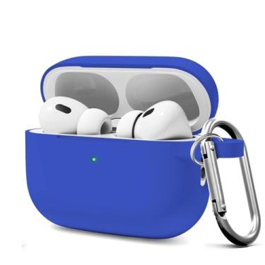Imagem de MOLOPPO Capa para AirPods Pro 2, compatível com AirPods Pro 2ª/1ª geração, acessórios de capa com chaveiro, azul