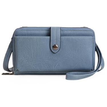Imagem de GOIACII Bolsa de telefone pequena bolsa transversal feminina linda carteira de viagem couro vegano macio, Azul
