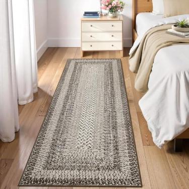 Imagem de Tapete de corredor boho de 5 x 15 cm, estampa trançada, lavável à máquina, antiderrapante, marroquino, para cozinha, fazenda, tapete rústico para sala de estar, quarto, mocha