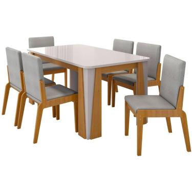 Imagem de Kit Mesa de Jantar Opera com 6 Cadeiras Sinfonia em Linho