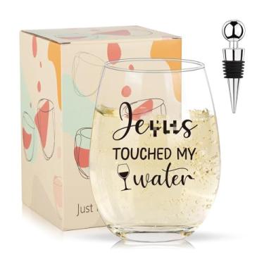 Imagem de Ithmahco Presente de Natal para mulheres, presente de vinho para mulheres, presentes engraçados para mulheres, taças de vinho engraçadas, base de fé cristã