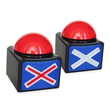 Imagem de Game Buzzer 2 peças, campainha de resposta com luz e som de alarme para programas de jogos, questionário de curiosidades, Family Feud, Got Talent, brinquedos de concurso de festa