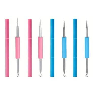 Imagem de Ferramenta de agulha para cuidados com acne – extrator de cravos para controle de manchas