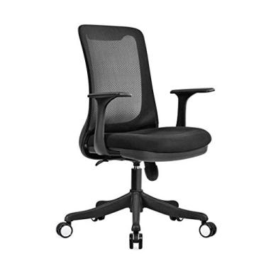 Imagem de Cadeira de computador doméstico de malha respirável Cadeira de escritório giratória de 360° Cadeira de conferência de alta densidade de cinco garras (Cor: Preto)