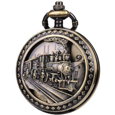 Imagem de DerMacht Relógio de bolso Steampunk com corrente para cosplay masculino liso com estampa de sol, Ac.Rena, bronze bronze