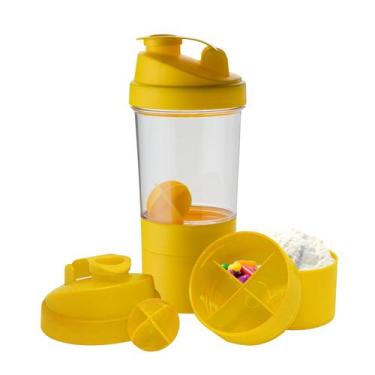 Imagem de Coqueteleira Com Compartimento Para Suplementos Fit 500ml 4pçs - NEOPL