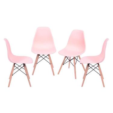 Imagem de Kit 4 Cadeiras Boxbit Dkr Eames Base Em Madeira Salmão