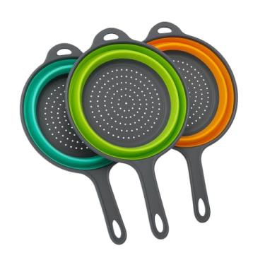 Imagem de Escorredor de Silicone Dobrável para Alimentos e Macarrão, 3x19x34cm, Plástico ABS, Cores Variadas