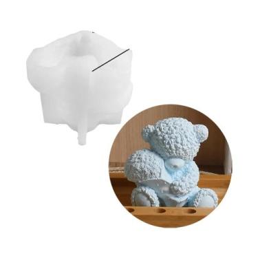 Imagem de Molde De Silicone Urso De Pelúcia Coração Rosa Para DIY, Gesso, Vela, 
