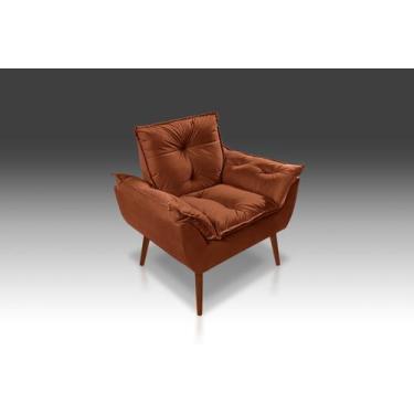 Imagem de Poltrona Opala Com Fibra Siliconada Suede Terracota-RV DECORA - CASA D