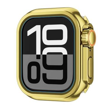 Imagem de IENYU Capa protetora de metal para Apple Watch séries 10, 9, 8, 7, 6, 5 e SE, 46 mm, 44 mm, muda para Ultra 2 de 49 mm, 49mm, Ágata