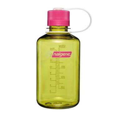 Imagem de Nalgene Garrafa de água Tritan livre de BPA à prova de vazamento – Boca estreita de 473 ml – Feita nos EUA para uso externo e hidratação diária – Emoção e movimento (endívia com fúcsia)