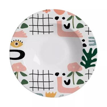 Imagem de Cerâmica Feldspática Branca 25 cm - Jogo com 6 Pratos Fundos - Alleanz