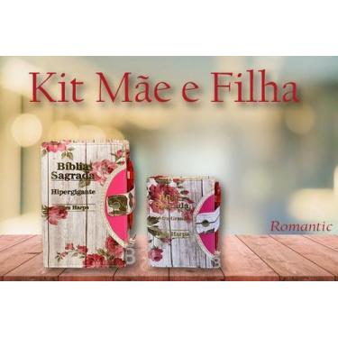Imagem de Kit Bíblia Sagrada Botão - Filha & Mãe - C/ Harpa - Romantic - REI DAS