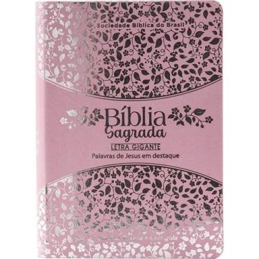 Imagem de Bíblia Sagrada Rosa ARC  Letra Gigante, Palavras de Jesus em Vermelho 