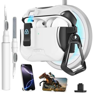 Imagem de Meiyasy Capa para AirPods Pro 3 com clipe de bloqueio seguro e suporte de telefone, capa protetora compatível com Magsafe com kit de limpeza e chaveiro para Apple AirPod Pro 3 Geração 2025 (branca)