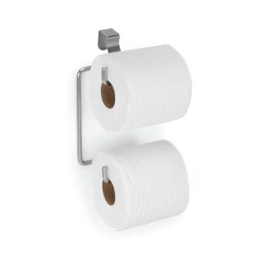 Imagem de Suporte Duplo Para Papel Higiênico Para Caixa Acoplada Prata Fosco Em 