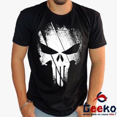 Imagem de Camiseta O Justiceiro 100% Algodão The Punisher Geeko, Preto gola care