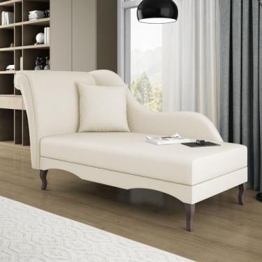 Imagem de Divã Recamier Chaise Longue Valentina Clássico com Pés de Madeira Bouc