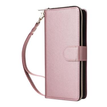 Imagem de LTLMYDAM Capa de couro para Samsung Galaxy S26 Ultra/S26 Plus/S26, alça de ombro longa com zíper capa carteira masculina e feminina, capa flip com suporte, rosa, S26 Ultra