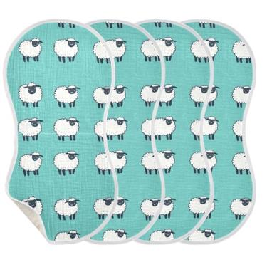 Imagem de Wassud Panos fofos de musselina de ovelha para arrotar bebê, 1 pacote com babadores de algodão, toalha de rosto absorventes e macios para arrotos para meninos e meninas recém-nascidos