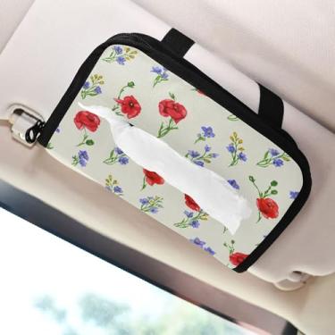 Imagem de SEHANY Porta-lenços de papel de carro floral fofo colorido, caixa de lenços para carro, viseira solar, porta-guardanapos retangular, dispensador de máscara de carro, caixa de lenços para veículos