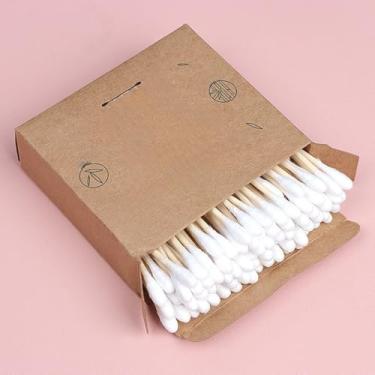 Imagem de Cotonetes descartáveis de ponta dupla - cotonetes de algodão multifuncionais para limpeza/cuidados com as orelhas (biodegradáveis)