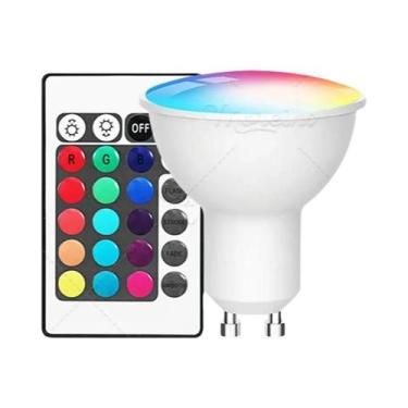 Imagem de Lâmpada LED Spot RGB GU10 Colorida Regulável 6W Com Controle Remoto De