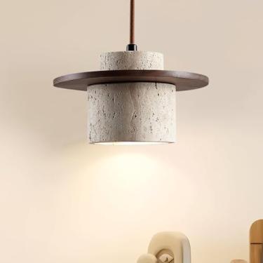 Imagem de Luminária pendente estilo japonês Wabi Sabi, soquete E27, lustre nórdico de mármore com cúpula de pedra natural, luminária suspensa simples para sala de jantar, cabeceira, ilha de cozinha e