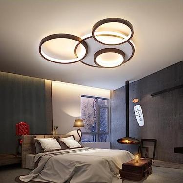 Imagem de Luminária de teto LED criativa em formato de círculo, com intensidade regulável e controle remoto. Luminária moderna redonda para sala de estar, com cúpula de metal e acrílico, ideal para il