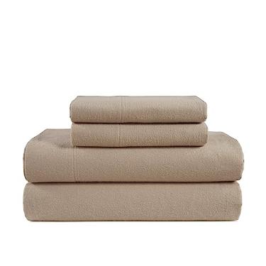 Imagem de Lençóis de Flanela LANE LINEN para Cama Queen, 100% Algodão, Escovados para Maior Maciez, Jogo de Cama Quente e Aconchegante com Bolsos Profundos de 38 cm, Castanho-acinzentado
