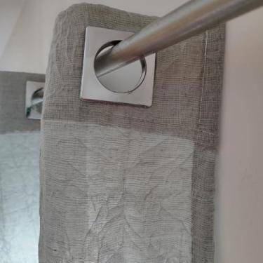 Imagem de Cortina De Linho Cambraia Voil Gaze Sala Quarto Escritório 2,80x1,80m e 2,80x2,4m Ilhós Cromado (Cinza, 2,80 x 2,40m)