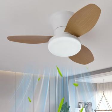 Imagem de Ventilador de teto com luz, controle remoto, 3 pás, 6 velocidades, reversível, estilo lustre, com intensidade de luz ajustável em 3 temperaturas de cor, ideal para quarto, 63,5 cm (25 polega