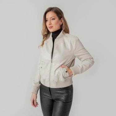 Imagem de Jaqueta susie bomber couro feminino - Susie Modas, Bege, G