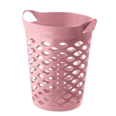 Imagem de Cesto de Roupas Flexivel 44 Litros Rosa Redondo Com Alça SR1844 Sanrem