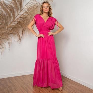 Imagem de Vestido susie longo chiffon feminino - Susie Modas, Pink, G, 10 unidad