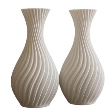 Imagem de Kit 2 Vasos Decorativos Brancos - 18cm para Plantas, Flores e Arranjos, Elegantes para Ambientes Residenciais e Comerciais