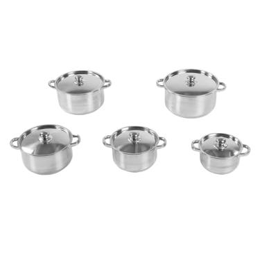 Imagem de Generic Conjunto de Panela de Aço Inoxidável, 5 Peças, Conjunto de Panelas de Cozinha, Pote Com Alça de 2 Orelhas para Fogão a Gás e Fogão de Indução