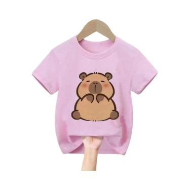 Imagem de Camiseta Infantil De Manga Curta Com Estampa De Capivara Fofa Para Men