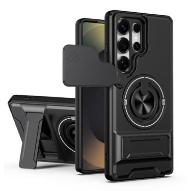 Imagem de SORAKA Capa para Samsung Galaxy S25 Ultra com suporte,proteção de lente com janela e capa dupla de PC e TPU compatível com suporte magnético para carro