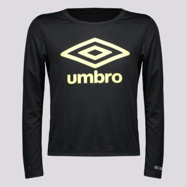 Imagem de Camisa Umbro Manga Longa Basic UV Juvenil Preta, 12 ANOS