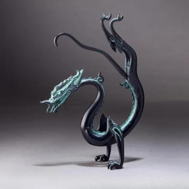 Imagem de FENNYYAR Ornamento de bronze chinês antigo dragão bronze, 16 cm, decoração de mesa de sala de estar de escritório