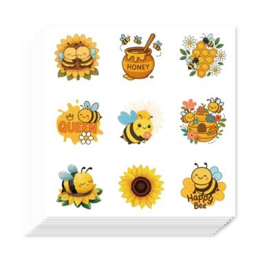 Imagem de AHANDMAKER 180 peças adesivos autoadesivos de abelhas de desenho animado adesivos de abelhas e girassóis para agenda, calendário, scrapbook, artesanato, artes, diário, saco de presente, selo, tema de