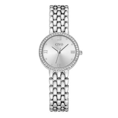 Imagem de CIVO Relógio feminino de quartzo dourado: elegante relógio de pulso de aço inoxidável com mostrador de diamante - relógio feminino de luxo para pulsos pequenos - presente para namorada, esposa, mãe