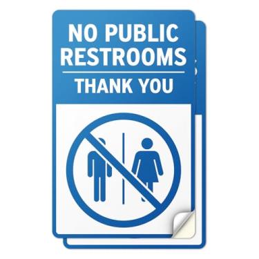 Imagem de 101SignCity 2 placas adesivas de vinil sem banheiros públicos (12,7 cm x 20,3 cm) - Decalque autoadesivo à prova d'água para negócios, loja, restaurante