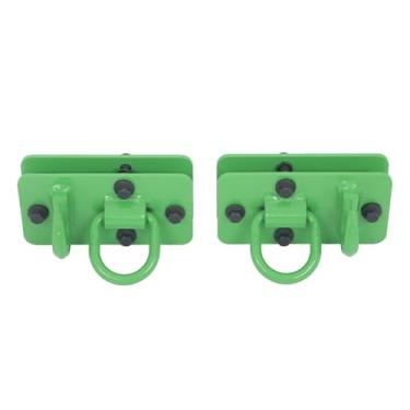 Imagem de munirater Pacote com 2 ganchos de balde de trator de tensão verde escuro de 6,803 kg com anel de amarração e substituição de parafuso de aço forjado G70 para caçamba de trator, trailer, caminhão UTV