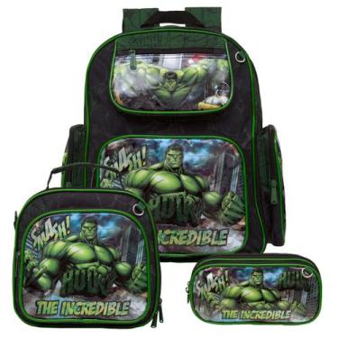 Imagem de Mochila Escolar Masculina Incrivel Hulk Costas com Estojo - TOYS 2U